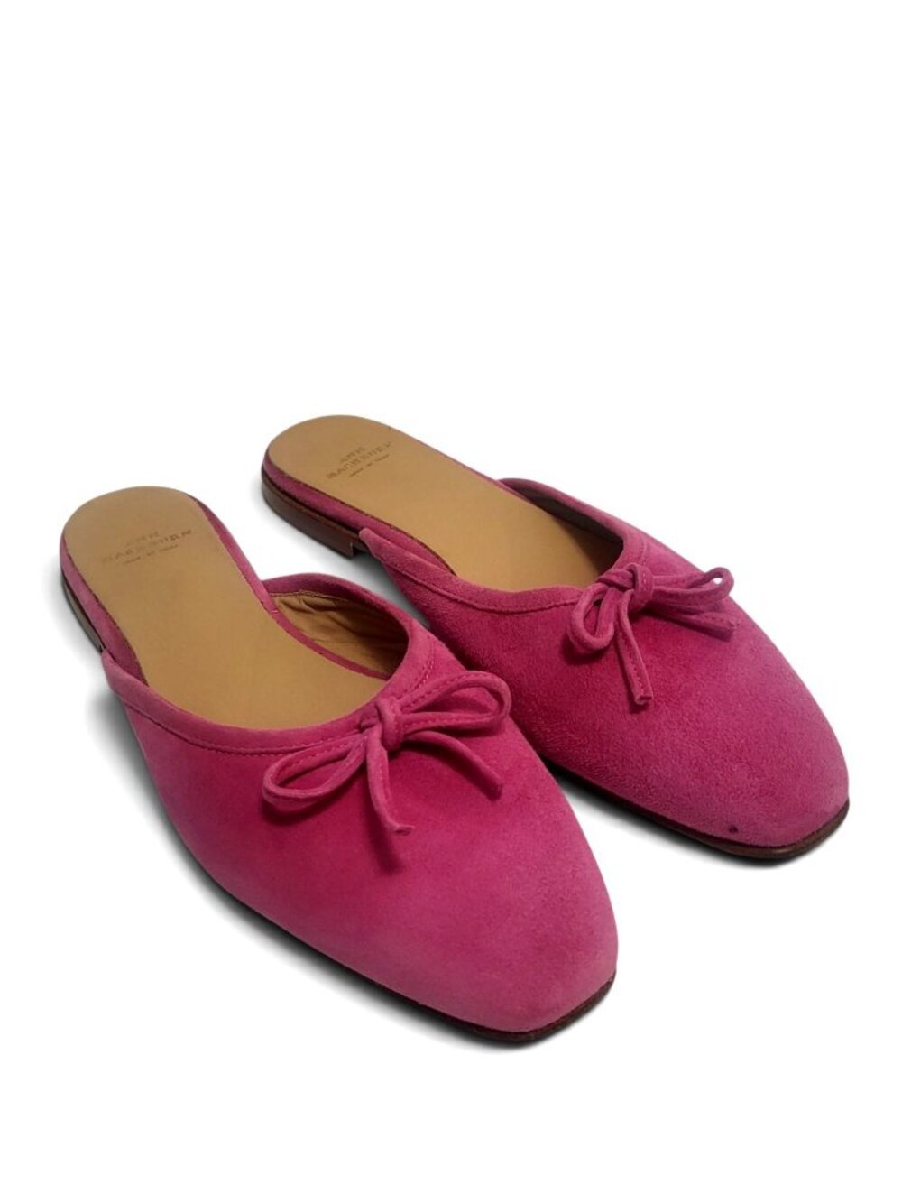 Ann Mashburn Joy Mule Pink Suede Bow Slip On Flats